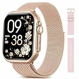 SWGOTA Montre Connectée Femme avec 1000mAh Batterie, Autonomie 100 Jour Ultra-Longue, 1.83' HD Smartwatch Appel, 24H Fréquence Cardiaque/SpO2/Sommeil, 120+ Sports, IP68 Podomètre Android iOS Or Rose