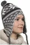 Karl Loven Bonnet Péruvien Chullo ch'ullu avec Pompon Mixte Homme/Femme Couleurs au Choix (Gris Anthracite)