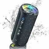 OHAYO Enceinte 5.3 Bluetooth sans Fil Puissante 40W, Portable Étanche IPX7, avec Lumières LED, Autonomie 30 hrs, Basses Profondes, AUX, TF Carte, pour Les Voyages/Extérieur