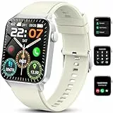 Montre Connectée Femme Homme avec Repondre Appel Bluetooth, 1.85' Smartwatch 113+ Montre Sport Moniteur Sommeil Podometre Cardiofréquencemètre, Montre Intelligente Etanche IP68 pour iOS Android Blanc