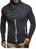 Leif Nelson Veste Homme Cardigan avec col châle zippé Veste d'hiver Veste décontractée LN5465 Noir Anthracite L