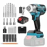 Clé à Choc Sans Fil Brushless Electrique - Boulonneuse sur Batterie Avec Jeu de Clés à Douilles pour Voiture et Maison, 4.0Ah Batterie