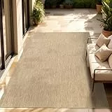 Paco Home Tapis Intérieur Et Extérieur Balcon Terrasse Tapis Cuisine Monochrome Moucheté, Dimension:160x220 cm, Couleur:Naturelle