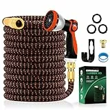 Yofidra Tuyau d'Arrosage Extensible 30m/100Ft avec 10 Modèles de Pulvérisation Convient aux Robinets de 1/2' et 3/4' Raccords en Métal Durables pour Jardin, Arrosage, Nettoyage