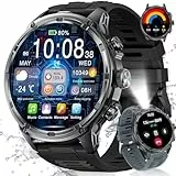LIGE Militaire Montre Connectée Homme avec 1,85'' HD Grand Écran/LED Lampe/710mAh Batterie,Smartwatch Homme avec 100+ Modes Sportifs,24/7 Moniteur de Fréquence Cardiaque et Sommeil pour Android iOS