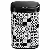 KITCHEN MOVE Poubelle de cuisine automatique 58L MAJESTIC Carreau de ciment Noir en acier INOX avec cerclage
