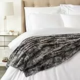 Amazon Basics Couverture jetée de canapé Plaid en fausse fourrure, non chauffant, 150 x 200 cm, gris