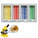 Ninyoon 48 Pièces Microscope Diapositives avec Spécimens pour Enfants - Les Enfants Ont Préparé des Diapositives De Microscope avec Spécimens d'animaux, d'Insectes, de Plantes et de Fleurs