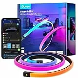 Govee Neon Ruban LED 3m pour Bureau Gaming, RGBIC Bande Découpable, Lampe Synchronisée avec Razer Chroma, Contrôle Intelligent APP, Compatible avec Alexa, Adaptateur (seulement WiFi 2,4G)