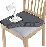 Granbest Lot de 4 housses de chaise de salle à manger élégantes et imperméables - Haute élasticité - Protection d'assise lavable - Pour banquet, cuisine, fête, hôtel - Gris