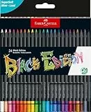 Faber-Castell 116424 Black Edition Boîte de 24 Crayons de Couleur Vibrants, Résistants à la Rupture et Prise en Main Ergonomique, Crayon de Couleurs Colorier sur Papier Clair et Foncé