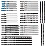 Professional 40 pièces Lames De Scie Sauteuse，8 modèles Jeu de lames de scie sauteuse，Fabriquées en HCS，Livré avec boîte en plastique，Pour couper du bois, du plastique et du métal fin (40)