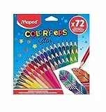 Maped - Crayons de Couleur Color'Peps Classic - Palette de 72 Couleurs Vives - Crayon Triangulaire Ergonomique - Pochette de 72 Crayons en Bois 832072