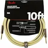 Fender Deluxe Series Câble Instrument Guitare, 3m, Droit,Droit, Tweed, Idéal pour les musiciens de tous niveaux, Flexibilité et Durabilité, Parfait pour les Environnements de Scène et de Studio