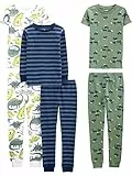 Simple Joys by Carter's 6-Piece Snug Fit Cotton Pajama Set Ensemble de Pyjama, Bleu/Vert/Dinosaure, 5-6 Ans (Lot de 3) Garçon