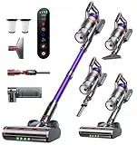 INTETURE 550W Aspirateur Balai sans Fil 45KPA/60 Mins Mode Auto Aspirateur sans Fil Puissant avec Affichage LED-1,8L Aspirateur Balai Debout pour Poils d'animaux/Sols Durs/Tapis,2025 Fonction Siphon