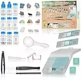 Bresser Kit d'accessoires de microscope intelligent pour enfant avec différentes pierres et préparations permanentes et bien plus encore avec code QR pour des informations supplémentaires.