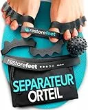 Kit Séparateur d’Orteils avec 2 Paires + Bande Correctrice, Mini Bande et Balle Myofasciale – Soulagement pour Hallux Valgus, Orteils Tordus ou Superposés – Usage Barefoot, Sans BPA, Unisexe