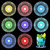Joycabin Lot de 8 dessous de verre LED multicolores avec 7 modes d'éclairage, sous-verres étanches pour les fêtes, mariages, bars, Noël