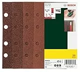 Bosch Accessories 25 pièces Jeu de disques abrasifs (différents matériaux, grain 40/60/80/120, 8 trous, accessoires ponceuse excentrique)