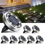 btfarm Lot de 8 Lampe Solaire Au Sol, 8 LED Jardin Exterieur Solaire Etanche Lumiere Solaire, Spot Solaire Extérieur pour Chemins Pelouse Terrasse Allée Cour Piscine, Blanc Froid