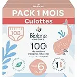 BIOLANE - Couches culottes - Taille 6 (16+ kg) - Zéro fuite pendant 12h - Pack 1 mois - 108 Couches Pants - Fabriquées en France