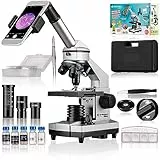Bresser Junior Biolux CA 40x-1024x Microscope pour enfants avec support pour smartphone robuste en métal ensemble de microscopie avec accessoires multiples et valise de transport