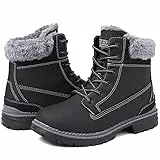 ziitop Bottes Hiver Femme Bottines Randonnée Bottes de Neige Imperméable Boots Courts Plates Lacets Chaud Fourrure Bottines Trekking Outdoor Boots