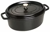 STAUB Cocotte en Fonte Émaillée avec Couvercle, Tous feux dont induction, 6 à 7 personnes, Ovale, 33 cm, 6,70 L, 8,2 kg, Noir Mat