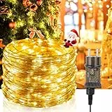 Guirlande Lumineuse, 20M 200LEDs 8 Modes IP65 Etanche Guirlande Lumineuse Exterieure avec Adapteur Alimentation Micro LED Decoration pour Chambre Noël Mariage Fête Anniversaire Jardin (Jaune Chaud)