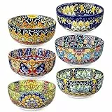 vancasso Série SIMI Lot de 6 Bols à Céréales Soupe en Porcelaine de 840 ml - Passe au Lave-vaisselle et au Micro-ondes, Saladiers Pour céréales, Soupe, Crème Glacée, Salade, Pates,Style Bohème