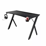 Trust Gaming GXT 712 Dynamus Bureau 120 x 60 cm, Bureau Gamer avec Support de Casque et Porte-gobelet, Table avec Pieds Métalliques, Système de Gestion des Câbles, Bureau Ordinateur PC, Noir