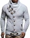 LEIF NELSON Gilet Tricot col Large - Homme LN4195, Grau, S