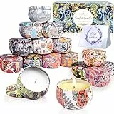 Lot de 16 petites bougies parfumées pour femme, bougies parfumées à la cire de soja naturelle - Cadeau pour calendrier de l'Avent, anniversaire, Saint-Valentin, fête des mères - 320 heures