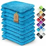NatureMark 10x Gants de Toilette en Frotte 100% Coton – Doux et Résistants, Idéal pour Le Soin Quotidien et Les Invités – Turquoise, 15x21 cm