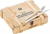 ZWILLING Couverts à Steak (12 pièces), pour 6 Personnes, 6 Couteaux et 6 Fourchettes à Steak, Acier Inoxydable, Inclus : Boîte de Rangement en Bois, Poli