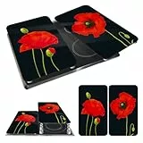 WENKO Plaque de Recouvrement Universelle Mod. Coquelicot, réglable en hauteur pour tout type de cuisinière, planche à découper et protection anti-éclaboussures, verre, 30 x 52 cm, 2 pièces