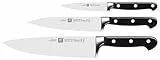 ZWILLING Set de 3 Couteaux (Couteau à Larder/Garnir, Couteau à Viande, Couteau de Chef), Acier Inoxydable Spécial, Manche Noir, série Professional S