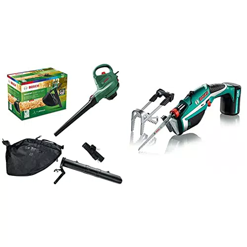 Aspirateur/Souffleur/Broyeur de Feuilles Bosch - UniversalGardenTidy 3000 & Elagueur sans Fil Bosch - Keo