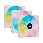 Corsair iCUE SP120 RGB ELITE Performance 120 mm Kit de Trois Ventilateurs avec iCUE Lighting Node CORE Blanc