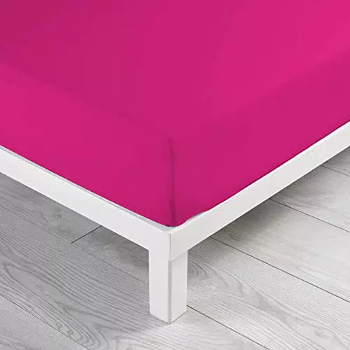douceur d'intérieur 1640656 Drap Housse Uni Coton 57 Fils Bois de Rose 140 x 190 cm