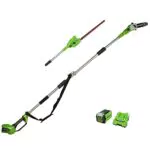 Greenworks G40PSHK2 Élagueuse et Taille Haie à Batterie sur Perche 2-en-1 avec Bandoulière