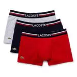 Lacoste Boxer Homme - Lot de 3, Marine/Argent Chine-rouge