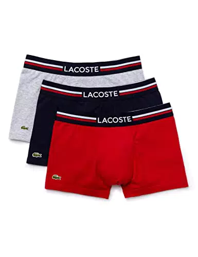 Lacoste Boxer Homme - Lot de 3, Marine/Argent Chine-rouge