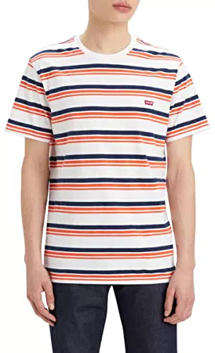 Levi's SS Original Housemark Tee T-Shirt, Andres Stripe Blanc Brillant