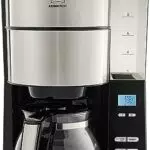 Melitta AromaFresh, Noir/Acier Brossé, 1021-01, Cafetière Filtre Avec Moulin Intégré