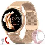 Montre Connectée Femme avec Appel/Numérotation Bluetooth 5.1 Smartwatch Sport IP68 avec Lecteur de Musique Fonction Féminine Podomètre Fréquence Cardiaque Bracelet Intelligent pour Android iOS