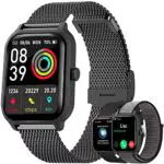 Montre Connectée Homme Répondre Appel - Montre Connectée Réception SMS Suivi Rythme Cardiaque 27 modes de Sport Bluetooth Noir Smartwatch pour Android IOS Téléphoner Podomètre avec Les Deux Bracelets