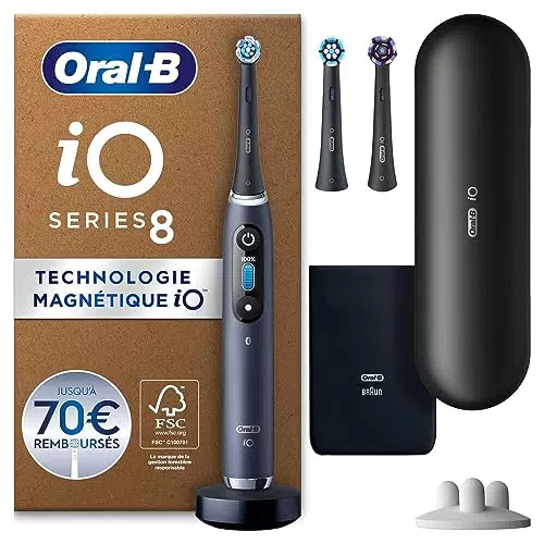 Oral-B iO Series 8 Plus Edition Brosse à dents électrique + 3 brosses à dents aimantées 6 modes de nettoyage Emballage recyclable