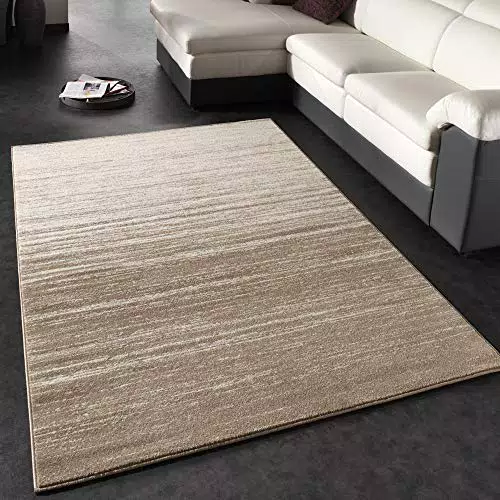 Paco Home Tapis Moderne à Carreaux Poils Courts Couleur Coulante Crème Beige